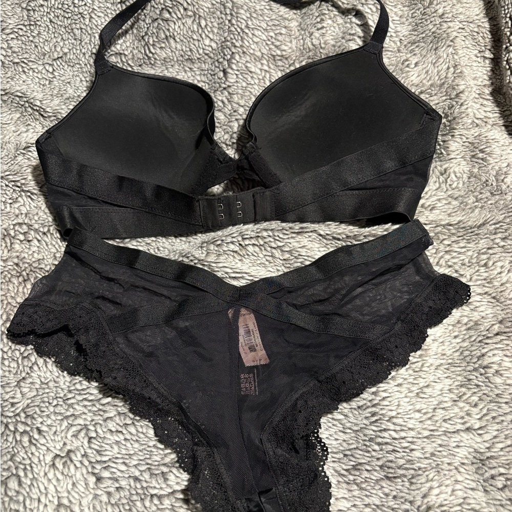 Elegant Black Glitter Women's Bra Set - Picture 3 of 5